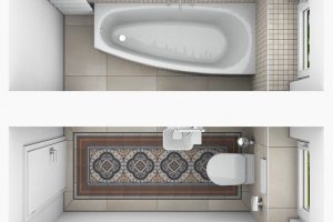 CAD-Plan für ein Bad mit Villeroy & Boch Century Fliesen - Draufsicht