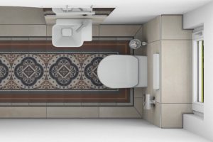 CAD-Plan für ein Bad mit Villeroy & Boch Century Fliesen - Draufsicht WC